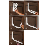 Folding Door Hanger with 5 Holes Retractable Over The Door Laundry Clothes Hanger Rack Space Saving Coat Organizer White