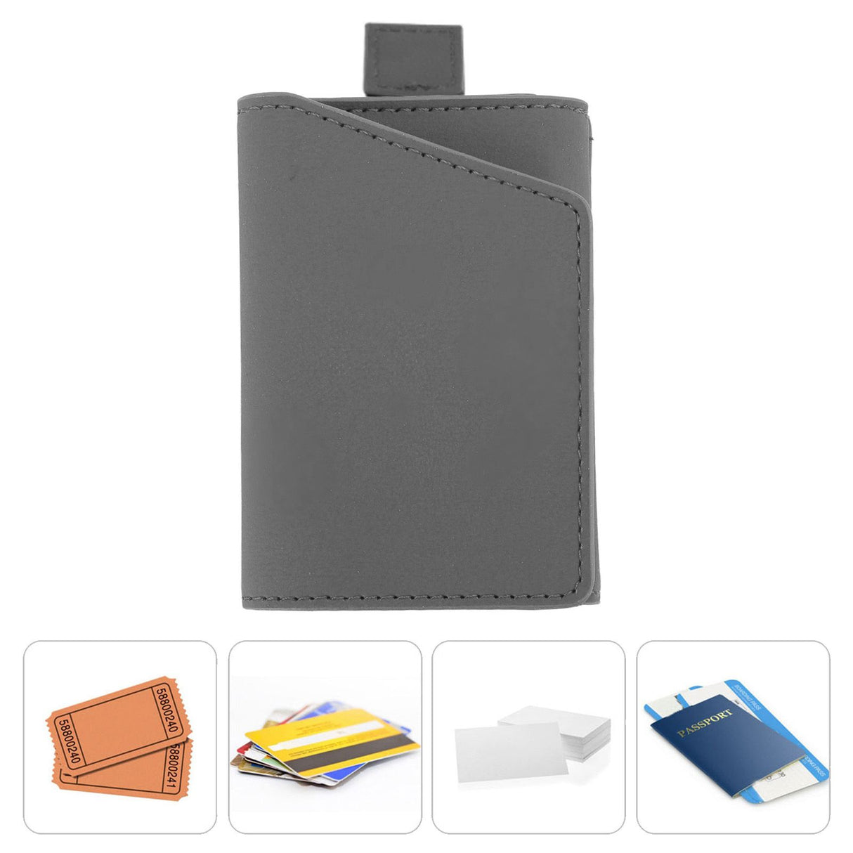Minimalist Wallet Leather Credit Card Holder Coin Purse Portable Multi Function Card Holder Wallet for Men Women Grey