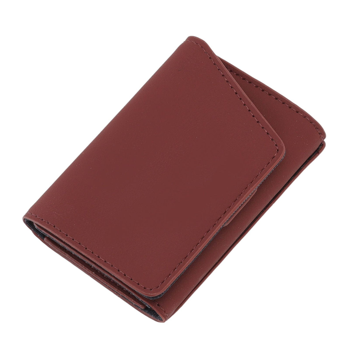 Minimalist Wallet Leather Credit Card Holder Coin Purse Portable Multi Function Card Holder Wallet for Men Women Brownish Red