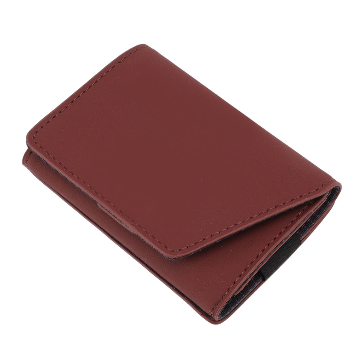 Minimalist Wallet Leather Credit Card Holder Coin Purse Portable Multi Function Card Holder Wallet for Men Women Brownish Red