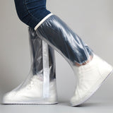 Transparent Knee High Rain Shoe Cover Reusable Waterproof Shoe Cover with Side Zipper for Men Women XXXL