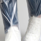 Transparent Knee High Rain Shoe Cover Reusable Waterproof Shoe Cover with Side Zipper for Men Women XXXL