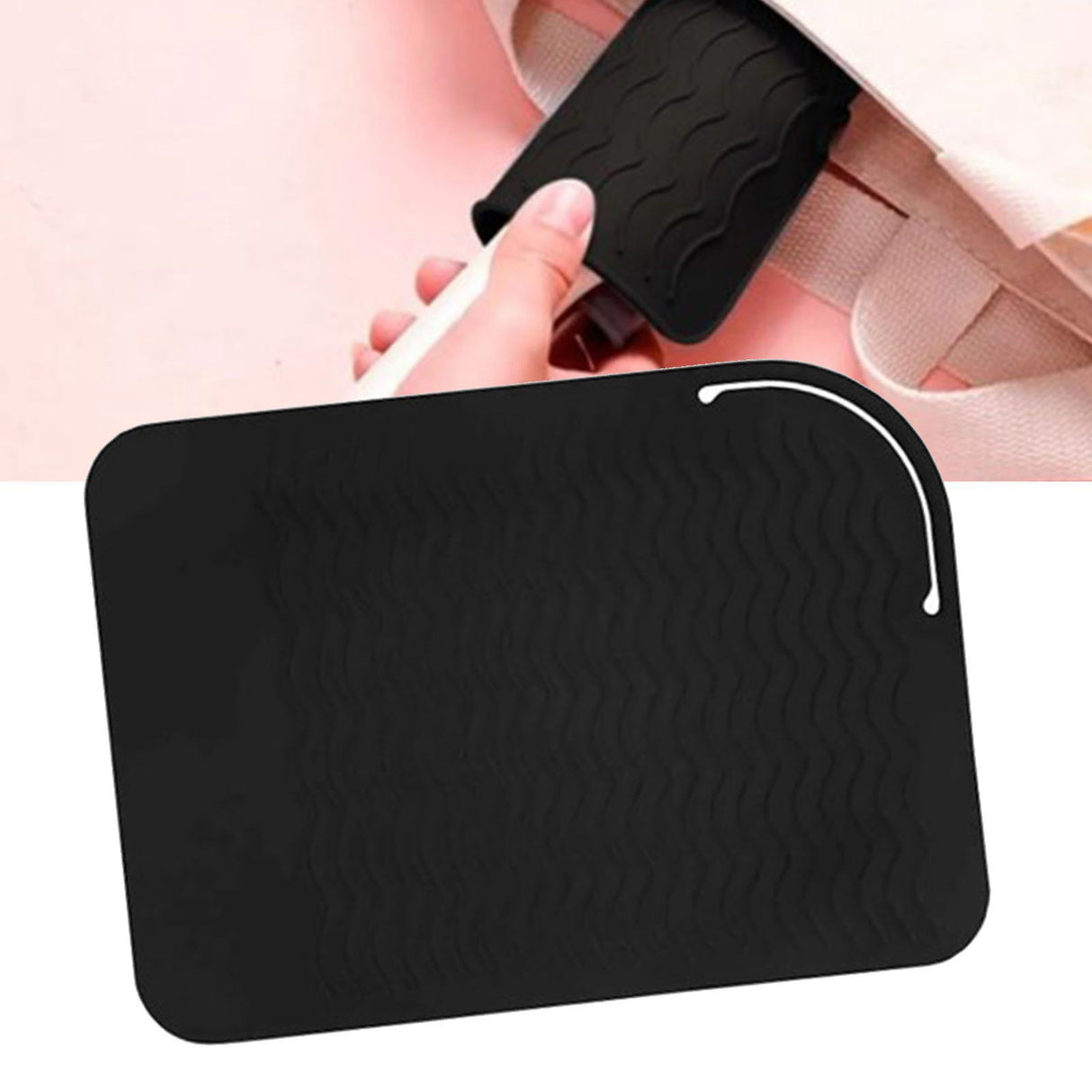 Heat Resistant Silicone Mat Pouch Portable Travel Silicone Mat Cover for Curling Irons Hair Straighteners Flat Irons Hair Styling Tools