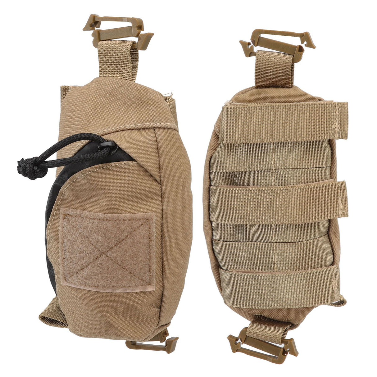 Outdoor Backpack Shoulder Strap Pouch Clip On Pouch Backpack Attachment Bag for Hikers Khaki