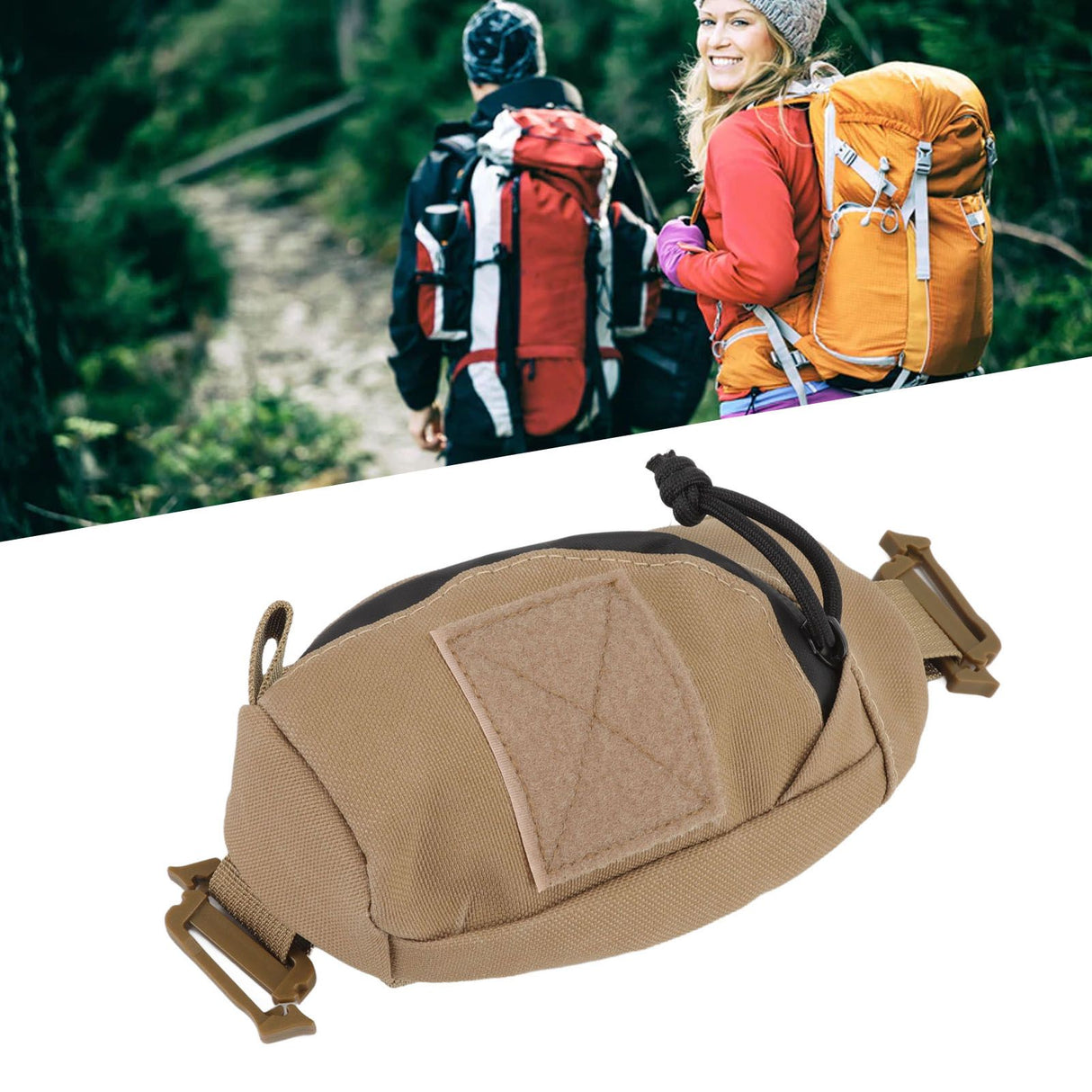 Outdoor Backpack Shoulder Strap Pouch Clip On Pouch Backpack Attachment Bag for Hikers Khaki