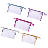 5PCS Clear Cosmetic Bag Five Colors Transparent Fashion PU Leather Handbag Makeup Bag Travel Storage Bag