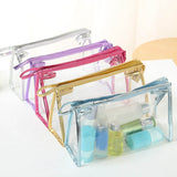 5PCS Clear Cosmetic Bag Five Colors Transparent Fashion PU Leather Handbag Makeup Bag Travel Storage Bag