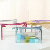 5PCS Clear Cosmetic Bag Five Colors Transparent Fashion PU Leather Handbag Makeup Bag Travel Storage Bag
