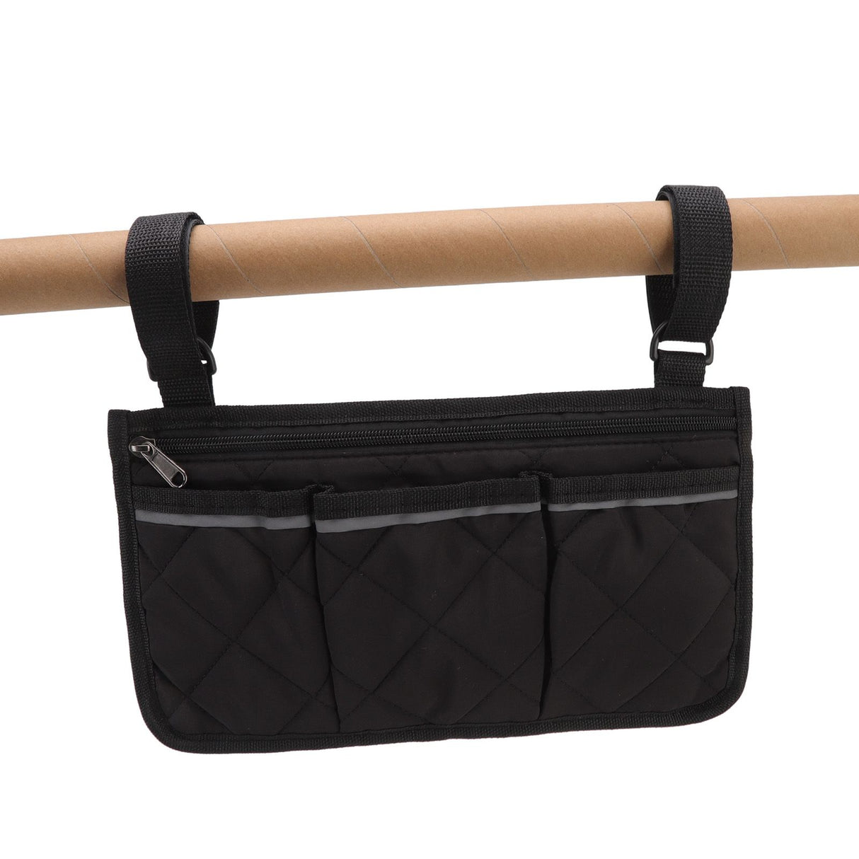 Wheelchair Pouch Bag Waterproof Polyester Multi Pocket Design Wheelchair Side Pocket for Outdoor Mobile Chair Black