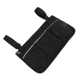 Wheelchair Pouch Bag Waterproof Polyester Multi Pocket Design Wheelchair Side Pocket for Outdoor Mobile Chair Black - Low Angle