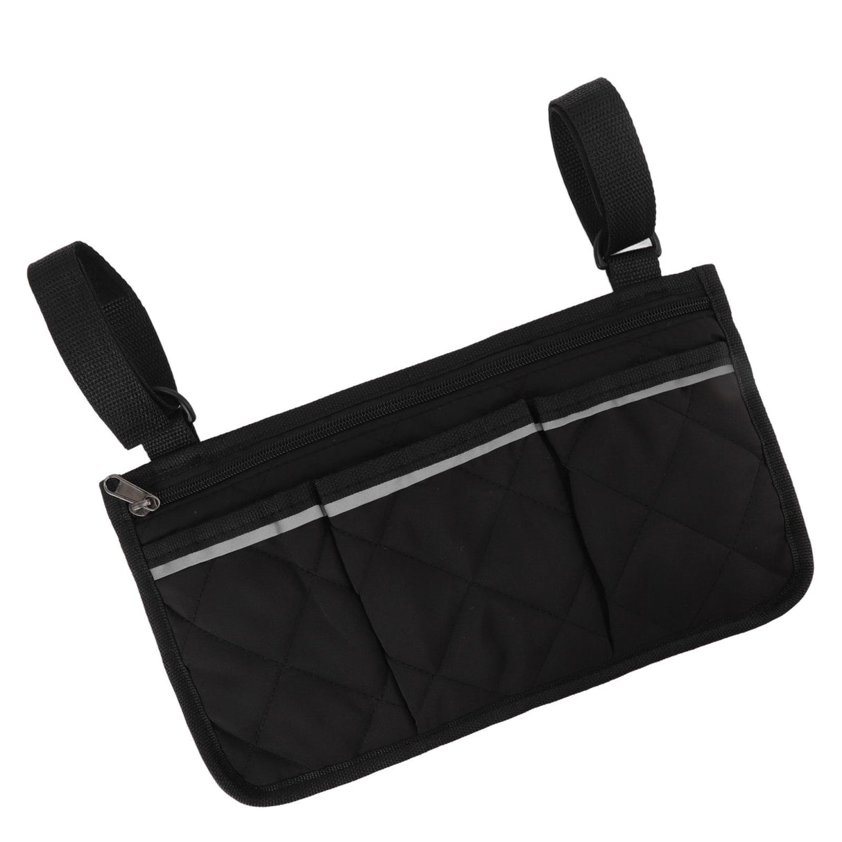 Wheelchair Pouch Bag Waterproof Polyester Multi Pocket Design Wheelchair Side Pocket for Outdoor Mobile Chair Black