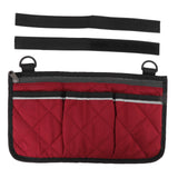 Wheelchair Pouch Bag Waterproof Polyester Multi Pocket Design Wheelchair Side Pocket for Outdoor Mobile Chair Red