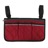 Wheelchair Pouch Bag Waterproof Polyester Multi Pocket Design Wheelchair Side Pocket for Outdoor Mobile Chair Red