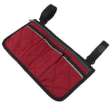 Wheelchair Pouch Bag Waterproof Polyester Multi Pocket Design Wheelchair Side Pocket for Outdoor Mobile Chair Red
