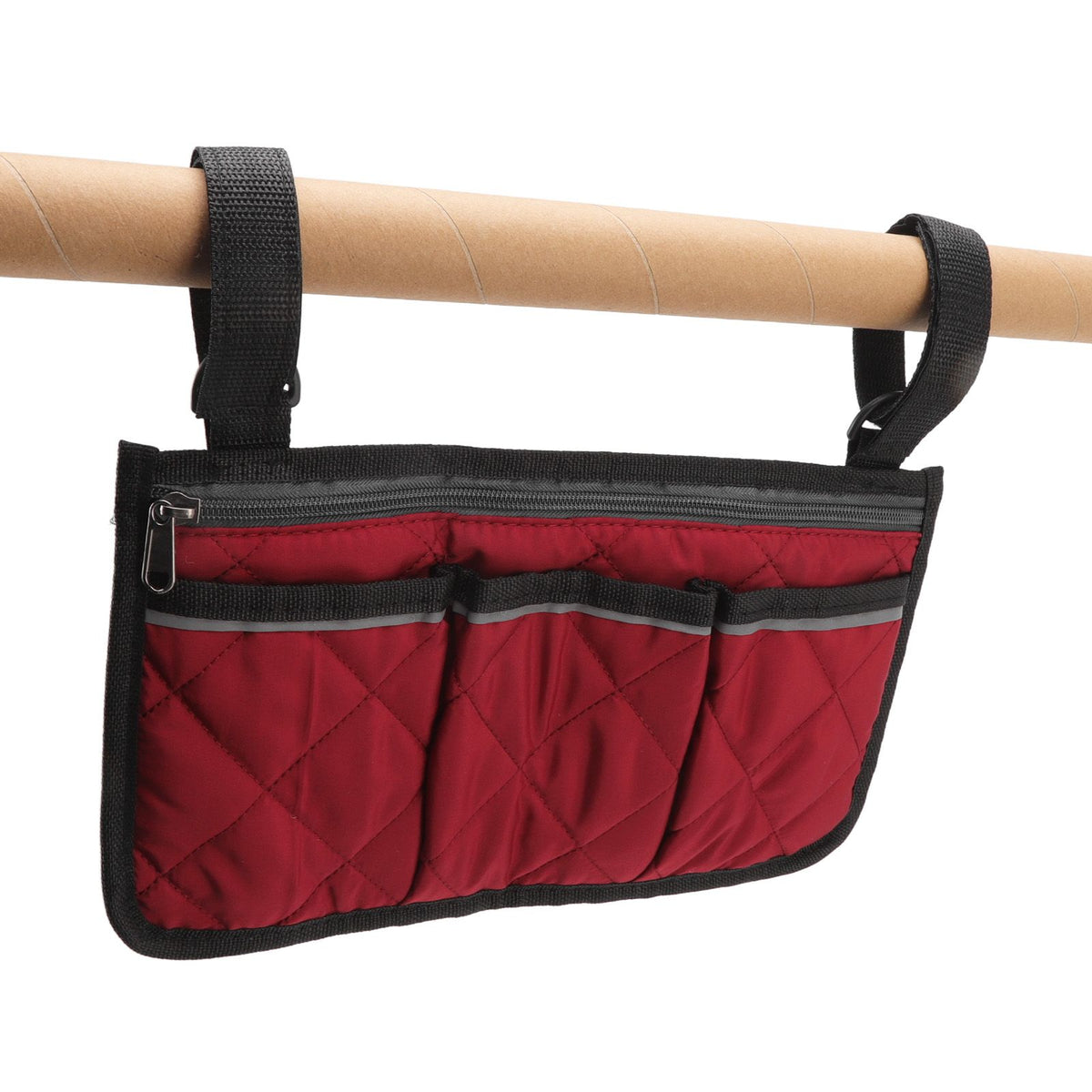 Wheelchair Pouch Bag Waterproof Polyester Multi Pocket Design Wheelchair Side Pocket for Outdoor Mobile Chair Red
