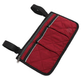Wheelchair Pouch Bag Waterproof Polyester Multi Pocket Design Wheelchair Side Pocket for Outdoor Mobile Chair Red