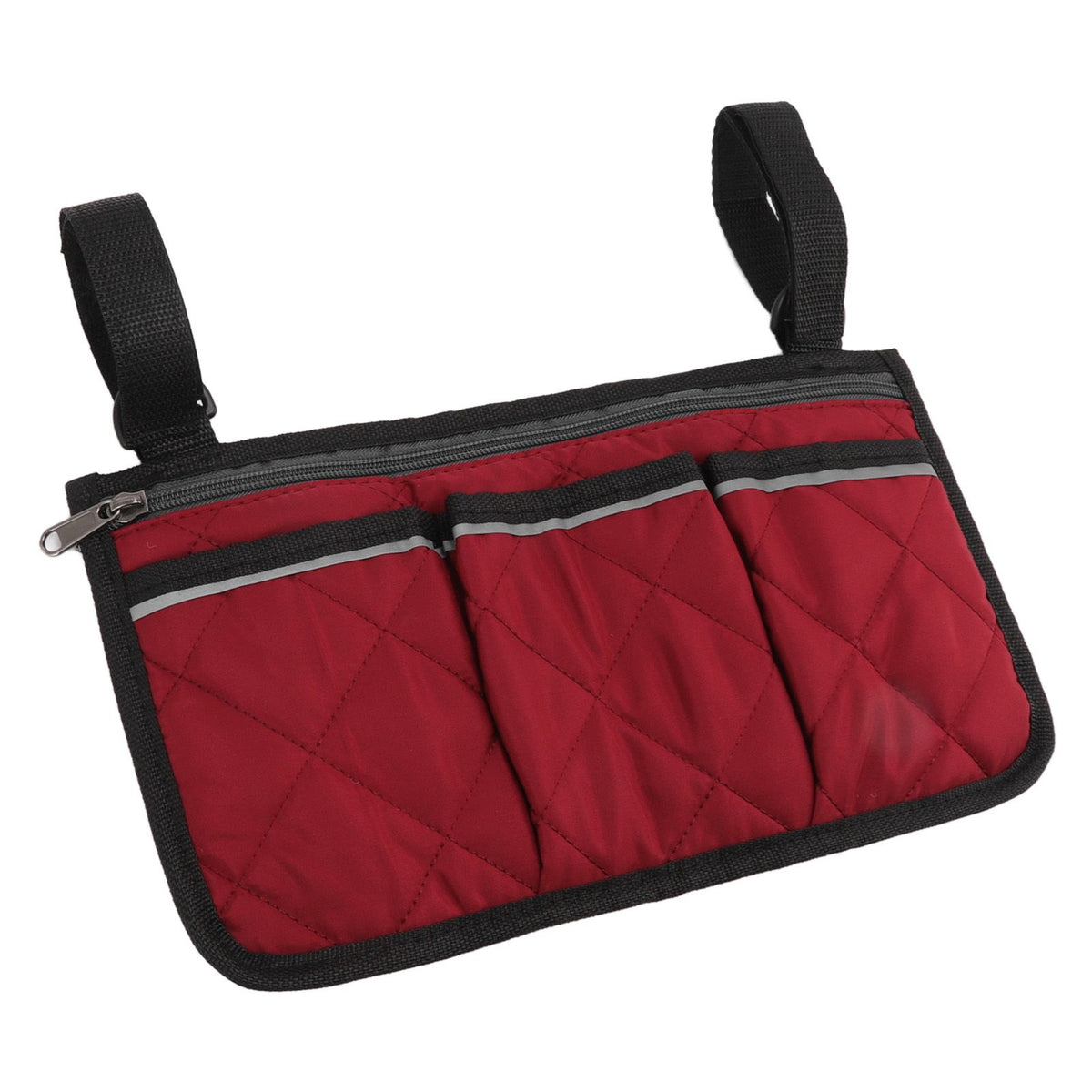 Wheelchair Pouch Bag Waterproof Polyester Multi Pocket Design Wheelchair Side Pocket for Outdoor Mobile Chair Red