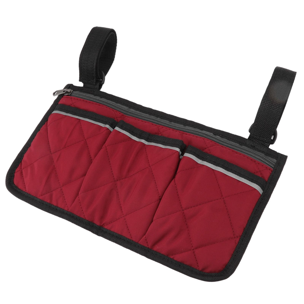 Wheelchair Pouch Bag Waterproof Polyester Multi Pocket Design Wheelchair Side Pocket for Outdoor Mobile Chair Red