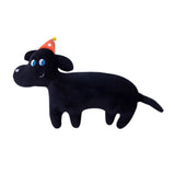 Cute Animal Plush Pillow Soft Comfortable Elastic Stuffed Doll Cushion for Home Bedroom Black Dog - Front View