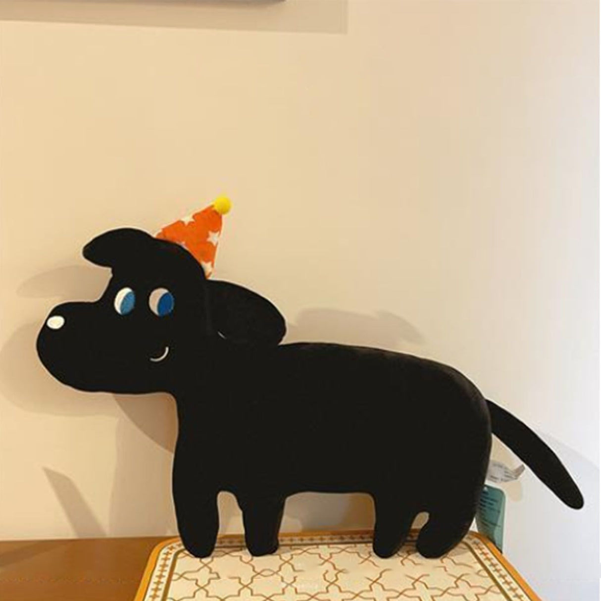 Cute Animal Plush Pillow Soft Comfortable Elastic Stuffed Doll Cushion for Home Bedroom Black Dog