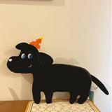 Cute Animal Plush Pillow Soft Comfortable Elastic Stuffed Doll Cushion for Home Bedroom Black Dog