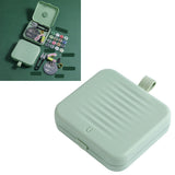 Magnetic Suction Sewing Box Portable Small Double Layer Magnetic Sewing Box Kit for Home Dormitory Travel Green