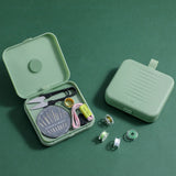Magnetic Suction Sewing Box Portable Small Double Layer Magnetic Sewing Box Kit for Home Dormitory Travel Green