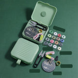 Magnetic Suction Sewing Box Portable Small Double Layer Magnetic Sewing Box Kit for Home Dormitory Travel Green - Extra Image