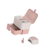 Cosmetic Storage Box 2 Layers Drawer Large Capacity Portable Makeup Storage Box with Handle for Nail Polish Nail Art Pink