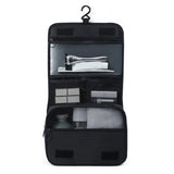 Black Travel Storage Bag with Hook Wet Dry Separation Large Capacity Hanging Toiletries Storage Bag - Front View