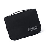 Black Travel Storage Bag with Hook Wet Dry Separation Large Capacity Hanging Toiletries Storage Bag - Side View