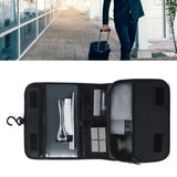 Black Travel Storage Bag with Hook Wet Dry Separation Large Capacity Hanging Toiletries Storage Bag - Rear View