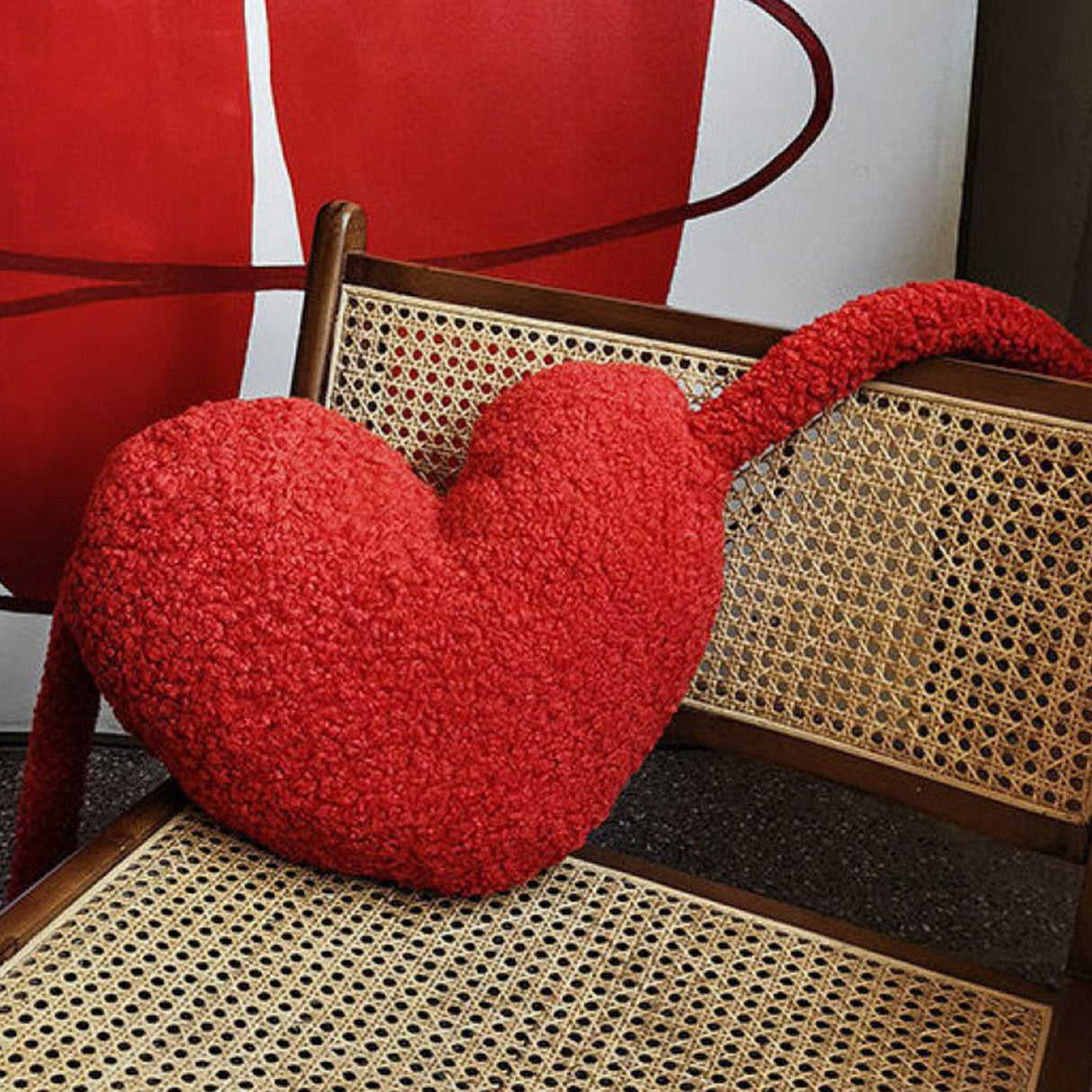 Red Heart Pillow Cartoon Plush Soft Comfortable Heart Shaped Pillow Toy Decoration for Living Room Bedroom Office Symmetrical On Both Sides