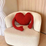 Red Heart Pillow Cartoon Plush Soft Comfortable Heart Shaped Pillow Toy Decoration for Living Room Bedroom Office Symmetrical On Both Sides