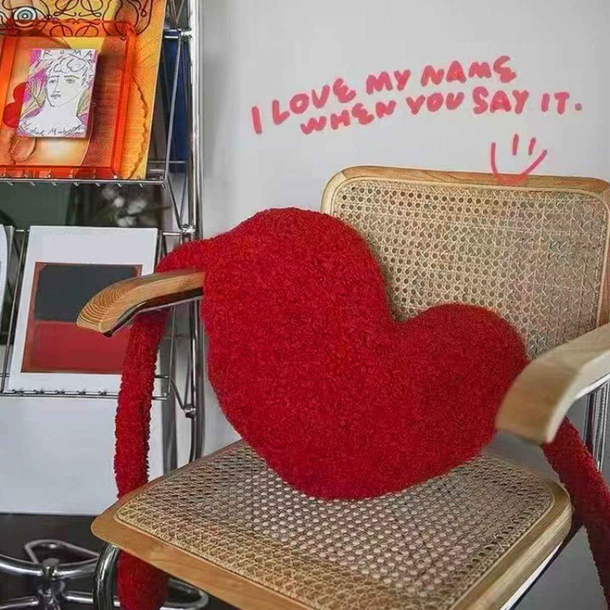 Red Heart Pillow Cartoon Plush Soft Comfortable Heart Shaped Pillow Toy Decoration for Living Room Bedroom Office Symmetrical On Both Sides