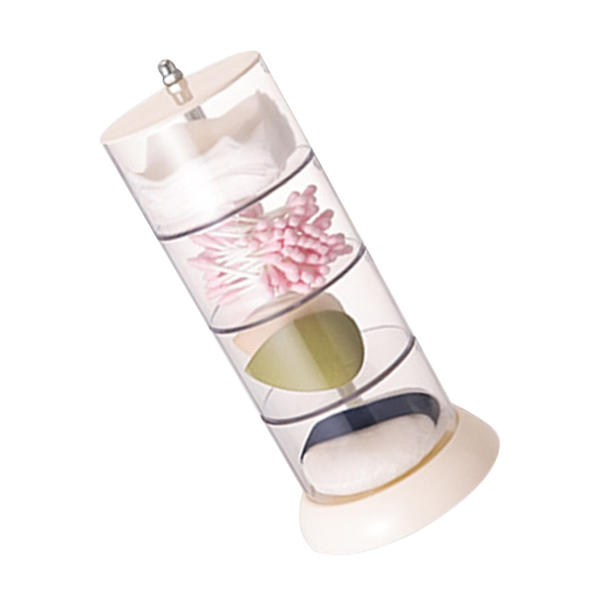 Multi Layer Powder Puff Organizer Breathable Dustproof Earring White Rotatable Container for Home 4 Tiers