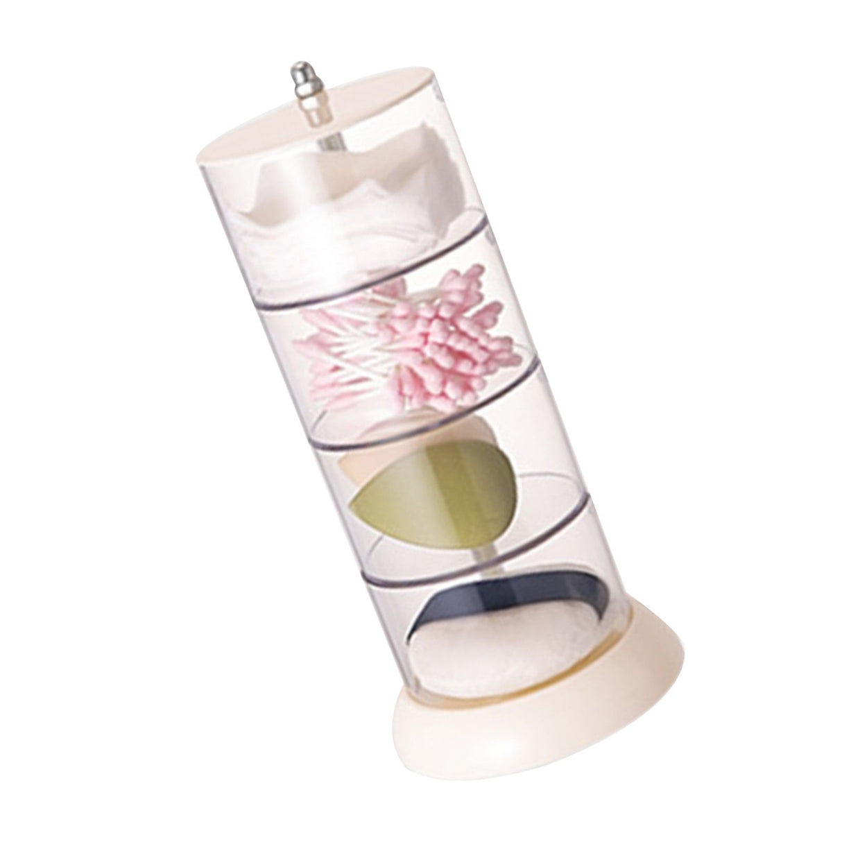 Multi Layer Powder Puff Organizer Breathable Dustproof Earring White Rotatable Container for Home 4 Tiers