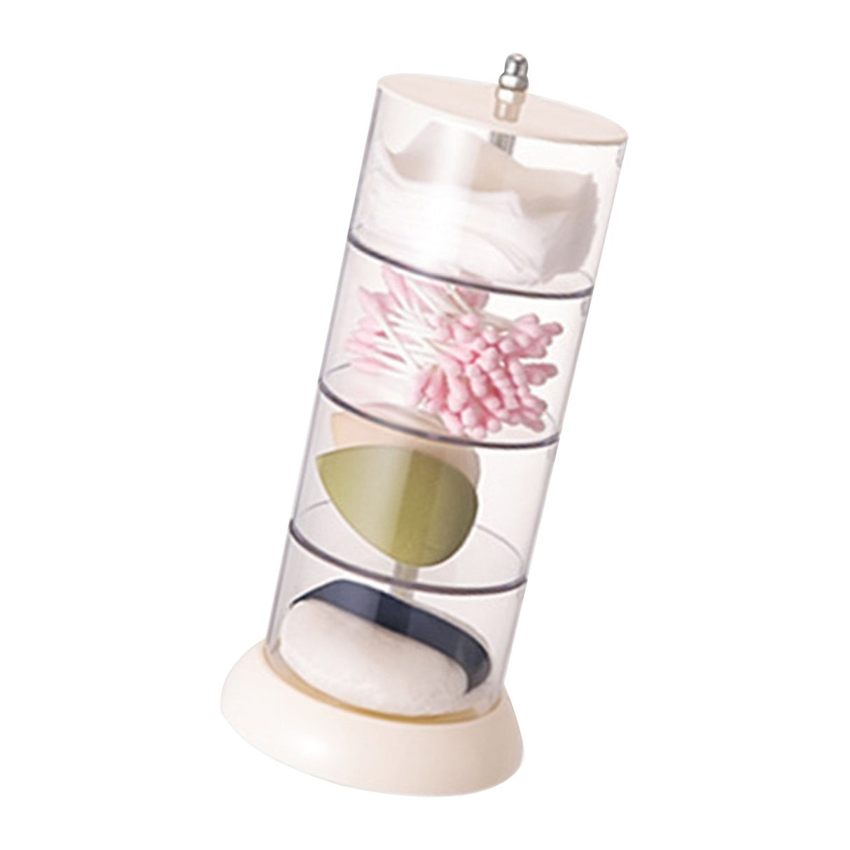 Multi Layer Powder Puff Organizer Breathable Dustproof Earring White Rotatable Container for Home 4 Tiers