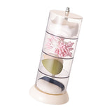 Multi Layer Powder Puff Organizer Breathable Dustproof Earring White Rotatable Container for Home 4 Tiers - Top-Down View