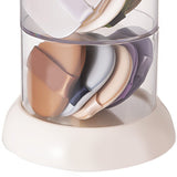 Multi Layer Powder Puff Organizer Breathable Dustproof Earring White Rotatable Container for Home 4 Tiers