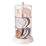 Multi Layer Powder Puff Organizer Breathable Dustproof Earring White Rotatable Container for Home 3 Tiers