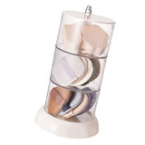 Multi Layer Powder Puff Organizer Breathable Dustproof Earring White Rotatable Container for Home 3 Tiers