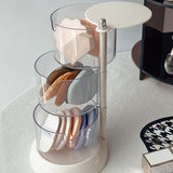 Multi Layer Powder Puff Organizer Breathable Dustproof Earring White Rotatable Container for Home 3 Tiers