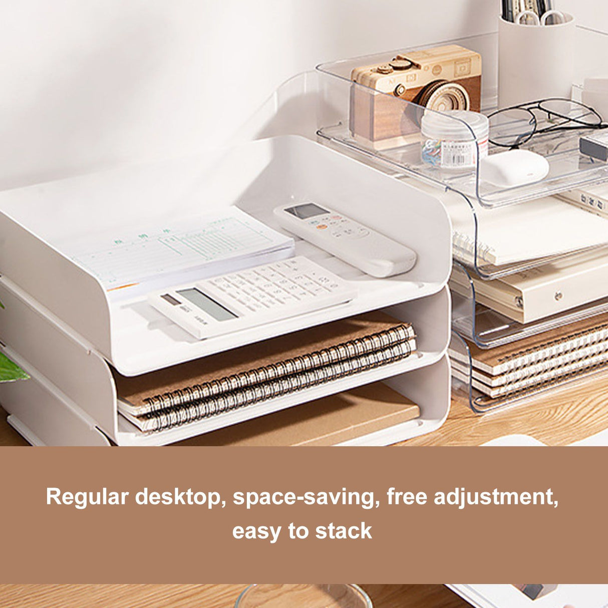 Desktop Storage Box Storage Case House Office Stackable Lateral Desk Document Organizer for File Notebook Clear