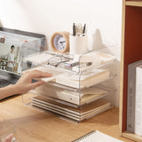 Desktop Storage Box Storage Case House Office Stackable Lateral Desk Document Organizer for File Notebook Clear