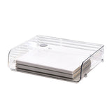 A4 Paper Storage Box Stackable Plastic Large Opening Single Layer Desktop File Organizer for Office Transparent 32.5x25x7.5cm/12.8x9.8x3.0in