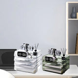A4 Paper Storage Box Stackable Plastic Large Opening Single Layer Desktop File Organizer for Office Transparent 32.5x25x7.5cm/12.8x9.8x3.0in - 45-Degree Angle