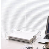 A4 Paper Storage Box Stackable Plastic Large Opening Single Layer Desktop File Organizer for Office Transparent 32.5x25x7.5cm/12.8x9.8x3.0in - Extra Image
