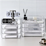 A4 Paper Storage Box Stackable Plastic Large Opening Single Layer Desktop File Organizer for Office Transparent 32.5x25x7.5cm/12.8x9.8x3.0in