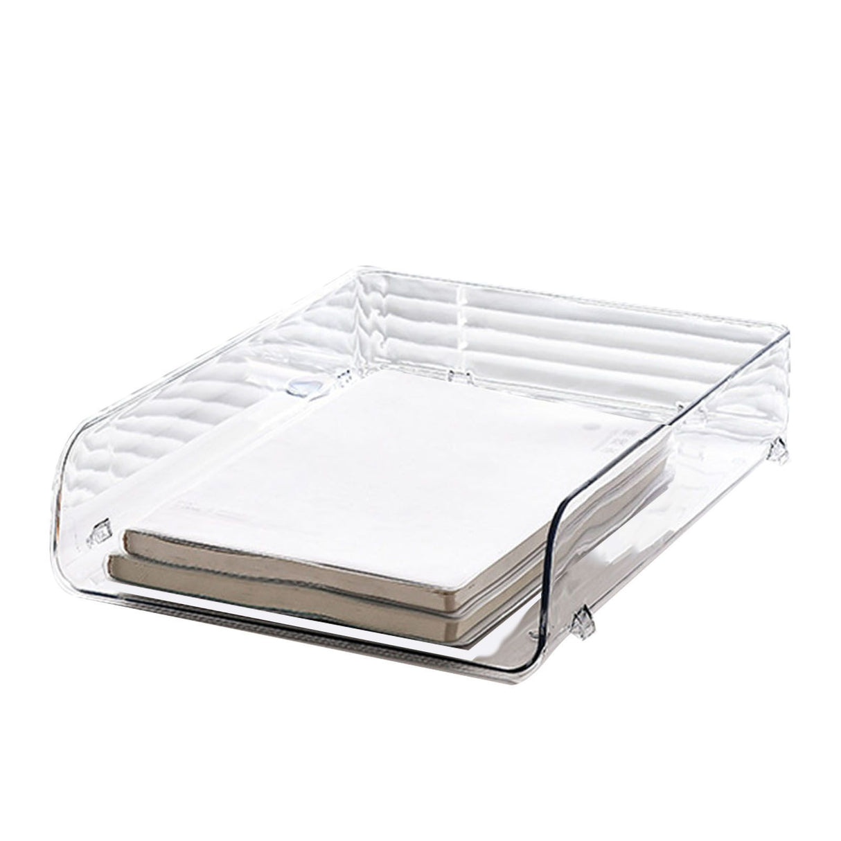 A4 Paper Storage Box Stackable Plastic Large Opening Single Layer Desktop File Organizer for Office Transparent 26.5x33x7.5cm/10.4x13.0x3.0in